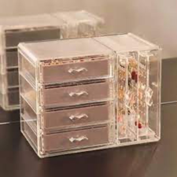 💐   ACRYLIC FAUX SUEDE JEWELRY STORAGE ORGANIZER NIB - Picture 7 of 12